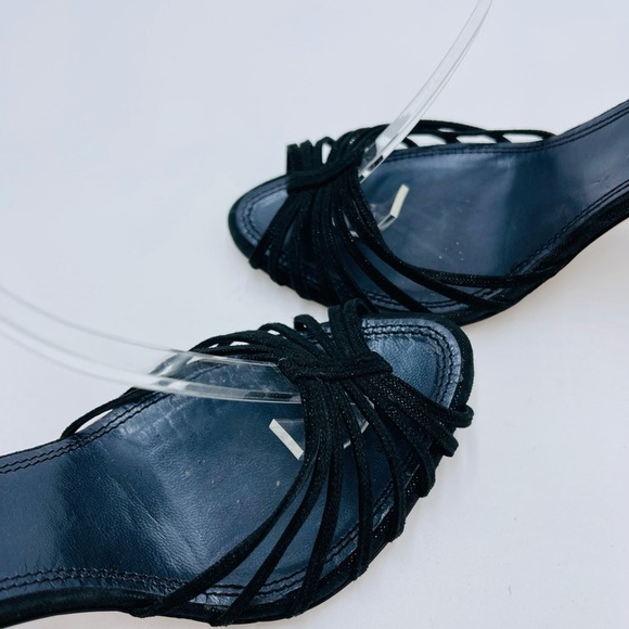 Ralph Lauren Purple Label Black Sparkle Multi Strap Open Toe heels - Picture 8 of 10